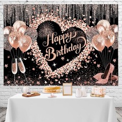 Mocsicka Women Happy Birthday Backdrop Pink Glitter Birthday Party Background…
