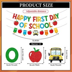 First Day of School Decorations, Pre-Strung Glitter First Day of School Banne…