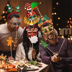 36 Pcs Christmas Headbands Glitter Glasses Santa Antlers Party Supplies Set New