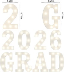 Grad 2026: 8 Bright LED Marquee Letters – Perfect for Graduation Celebrations!