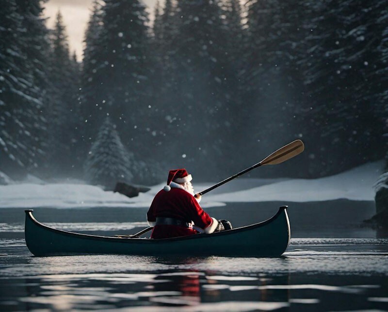 Christmas Decoration Santa Claus Rowing A Boat