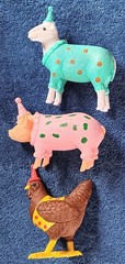 Target Party Farm Animals Ankyo Party Hats Lot 3 Pig Chicken Sheep Cake Toppers