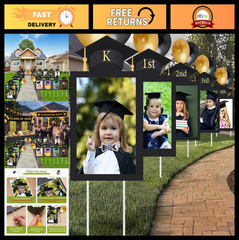 13 Pcs Graduation Photo Yard Signs with Stakes, Class of 2026 Outdoor Decor, Sup