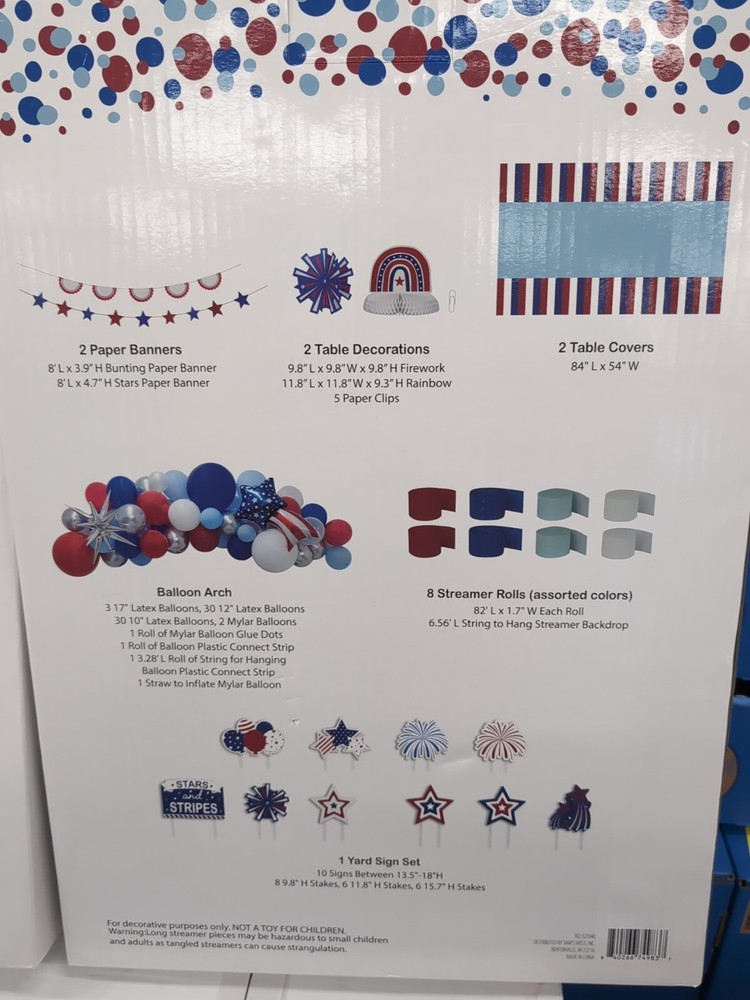 Stars and Stripes Patriotic Party Decorating Kit, 80 Piece, Red/White/Blue
