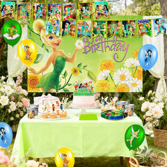 112 Pcs Tinker Bell Party Supplies Birthday Decora Tableware Balloons Backdrop