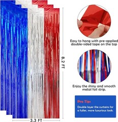 Reusable Red, White, and Blue Fringe Backdrop for 4th of July Events – 2 Pack