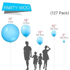 Light Blue Balloons 127 pcs Different Sizes of 36 18 12 10 5 127PCS Blue-y4