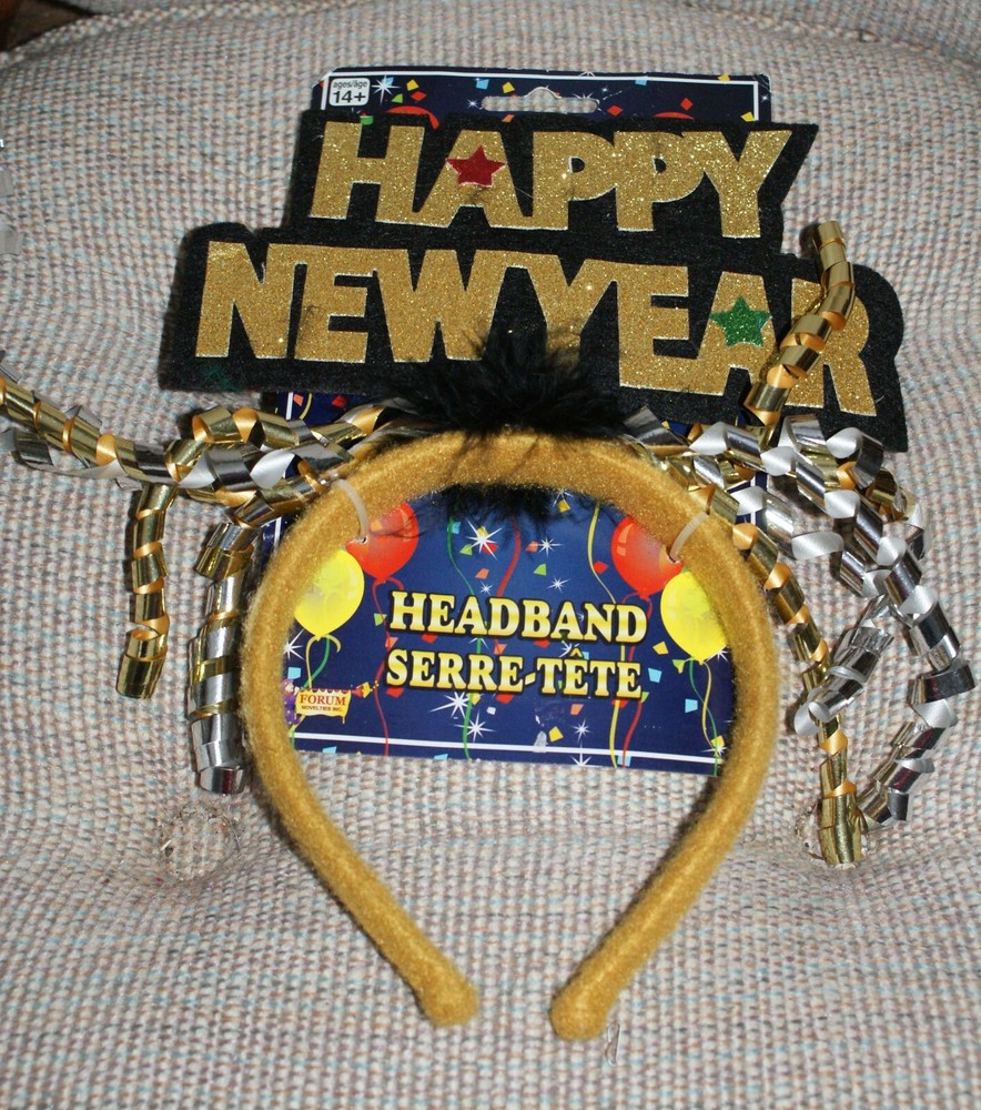 Happy New Year Gold Headband Party Boa Streamer Tinsel NEW Fast Shipping