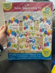Amscan Rainbow Happy Birthday Table Decorating Kit 10 Pieces New!!!