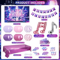 Kpop Theme Birthday Party Decorations Set with Banner, Backdrop, Balloons, Ta…