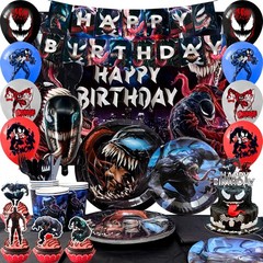 113Pcs Venom Party Supplies Superhero Birthday Party Decorations Balloons Plates