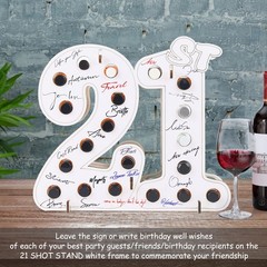 21st Decorations for Her Wooden Centerpieces for Tables, 21 Mini Liquor Bottl…
