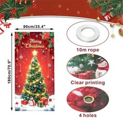 Merry Christmas Decorations Snowman Tree Snowflakes Door Cover Xmas Gift 35″x71″