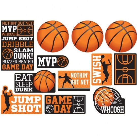 Nothin But Net Basketball Cutouts Paper 12 Per Pack 8.5″, 10.5″ and 13″ Supplies