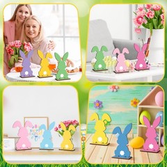 12 Pcs Easter Decorations Easter Bunny Wooden Table Centerpieces Rabbit Table…