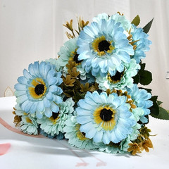 7 Stem Artificial Silk Daisy Bouquet Marigold Chrysanthemum for Gallery Wall