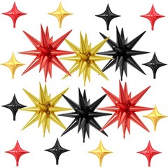 18 Pcs Black Red Star Balloons, Gold Red and Black Balloon with 6 Pcs 22-Inch…