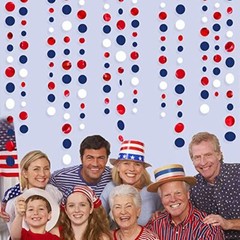 46 Ft Navy White Circle Dots Garlands Royal Hanging Paper Polka Dots Blue Red