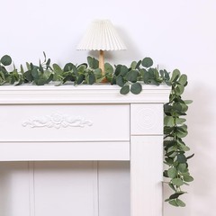 2 Pack Artificial Eucalyptus Garland Faux Silk Leaf Silver Dollar Eucalyptus