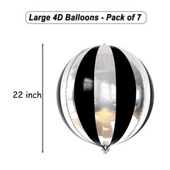 7 Pack Balloons – 22 Inch Large Round Party Balloons with 4D Stripe Mylar Foi…
