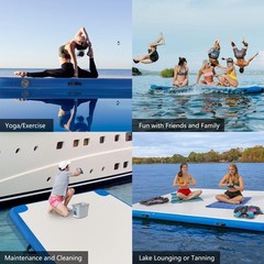 Inflatable Floating Dock, 8 ft x 6 ft Platform with Air Pump & Carry Bag 6 Inch