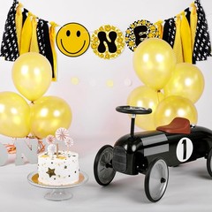 One Happy Dude High Chair Banner Lightning Smile Face First Birthday Banner G…