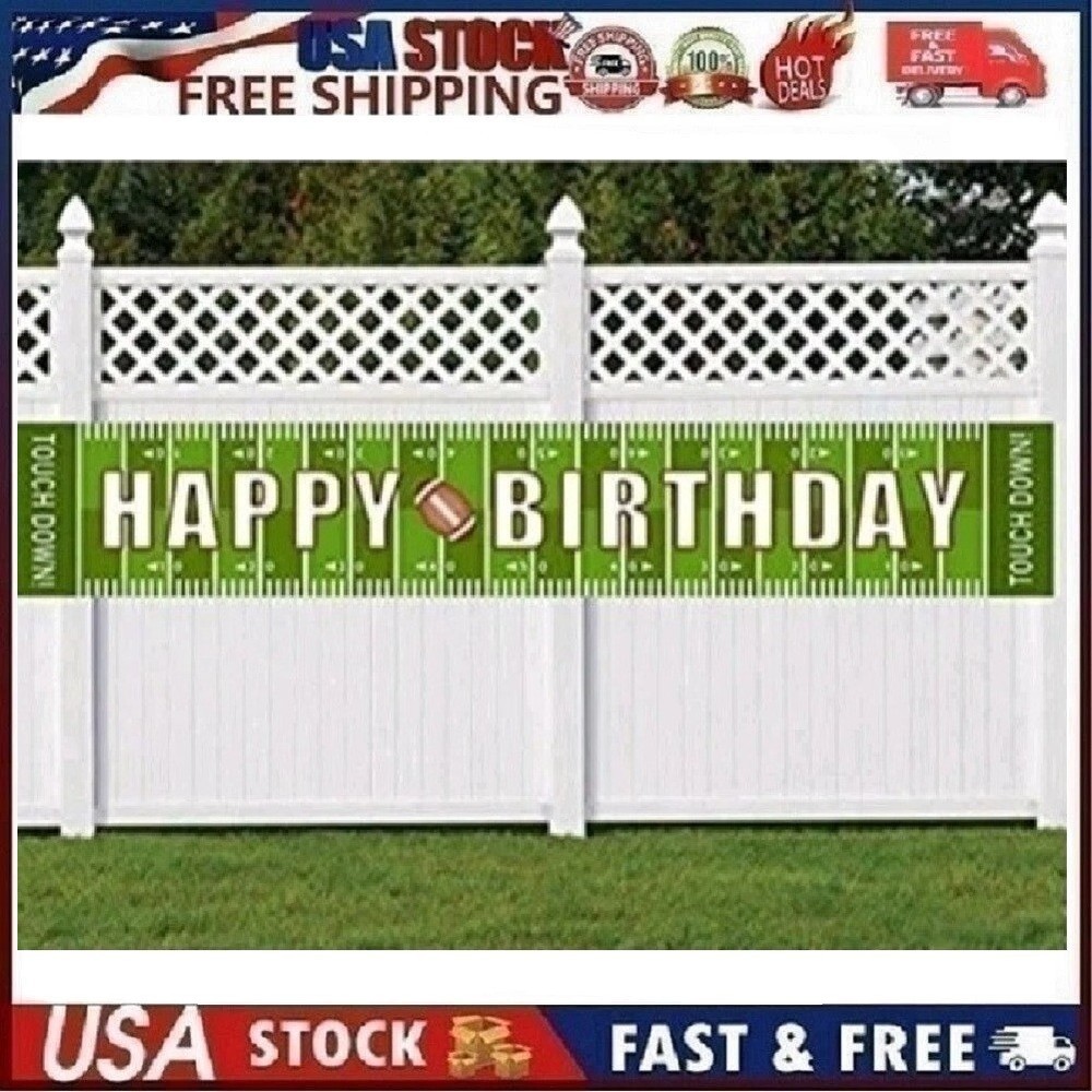 Large 9.8 x 1.6 feet Football Happy Birthday Party Banner, Game Day Sports Party