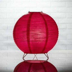 Quasimoon Red Round Centerpiece Candle Lantern w/ Fine Lines(Lantern Only)