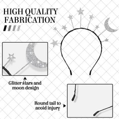 8 Pcs Star Moon Headband Silver Party Decor Hair Hoop Costume Accessories for…
