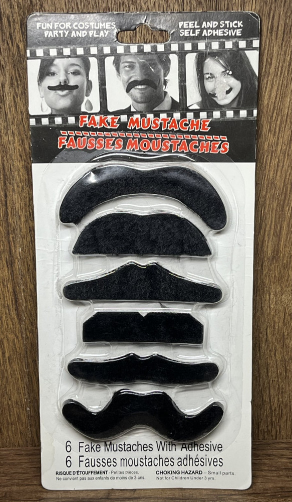 NEW Fake Mustache Costume Party Play Set Self Adhesive Villain Banker Casanova