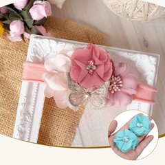 30Pcs 2″ Chiffon Flowers with Rhinestone Pearl Sewing Fabric Flowers, Teal