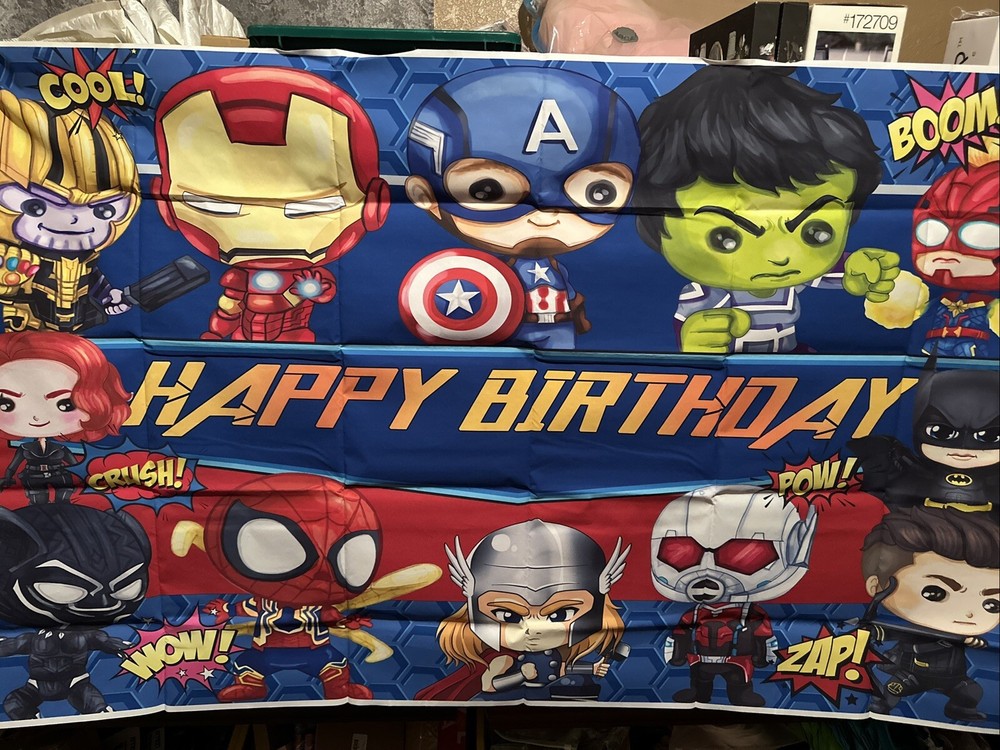 Avengers Superhero Party Supplies Fans Birthday Backdrop Banner Background 5x3ft