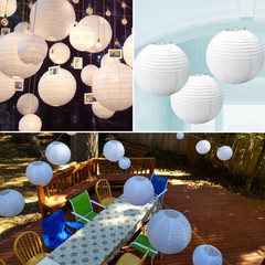 10 Packs 12 Inch White Paper Lanterns round Chinese/Japanese Hanging Ball Lanter
