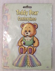 Beistle Teddy Bear 8″ Honeycomb Table Centerpiece Rainbow Baby Rattle 2003 NEW