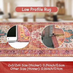 Moynesa Ultra-Thin Washable Vintage Area Rug – 5×7 Large Bedroom Boho Non-Sli…