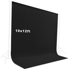10X12ft Black Backdrop, Photo Backdrop Curtain Polyester 10x12ft Black