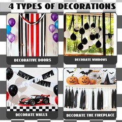 8 Rolls Black White Crepe Paper Streamers 32FT Race Car Birthday Party