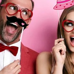 Valentine’s Day Photo Booth Props Kit 25Pcs Pink Wedding Selfie Photography P…