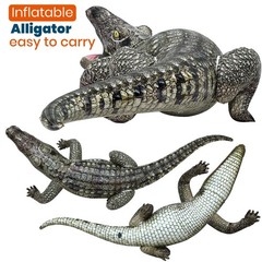 Inflatable Alligator Pool Toys Realistic Blow up Alligator Deco Animal Reptile P