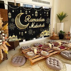 Large Foldable Eid Mubarak Background (72×44 in) – Durable Polyester Material