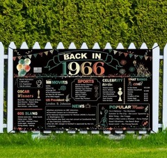 60Th Birthday Party Decorations, Colorful Back in 1966 Banner 60 Year Old Birthd