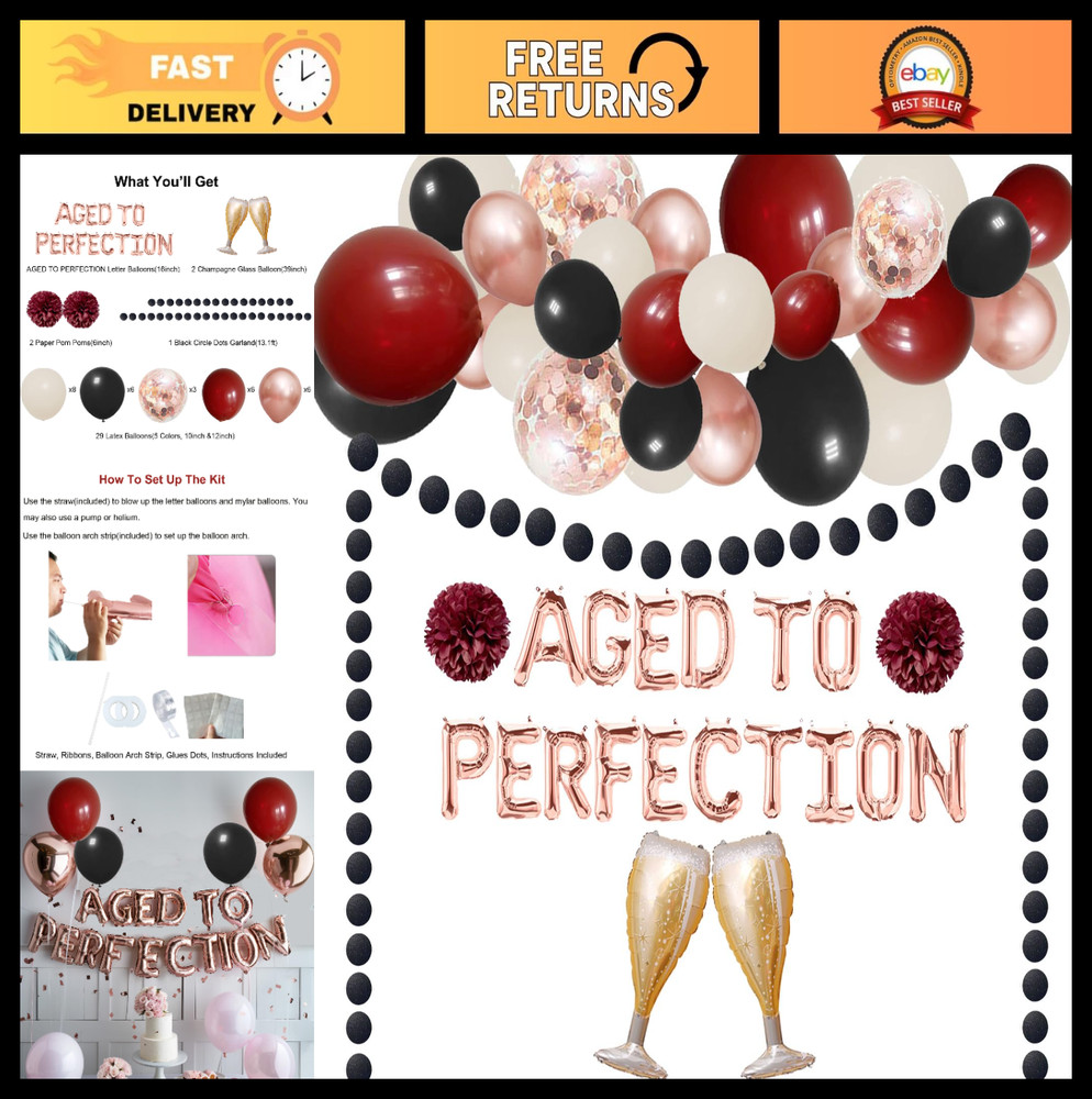 Aged to Perfection Birthday Decorations for Women | Wine Theme Party Supplies 30