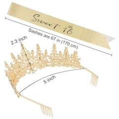 «Sweet 16» Birthday Sashes and Tiaras for Women 16th Crowns and Sashes for Gi…