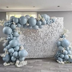 10 Pcs Silver Shimmer Wall Backdrop Panels Sequins for Birthday Party