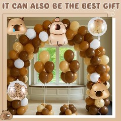 108 Pcs Capybara Party Decorations Capybara Balloon Arch Garland Kit Beige Br…