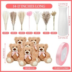 Relaxgiant 6 Sets 123 Pcs Bear Baby Shower Table Centerpieces Dried Pampas