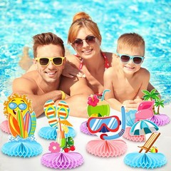 12 Pcs Summer Beach Honeycomb Centerpieces Beach Pool Party Supplies Honeycom…