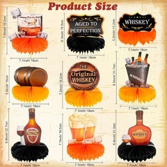9 PCS Whiskey Honeycomb Centerpieces, Aged to Perfection, Cheers, Beers,Birthday