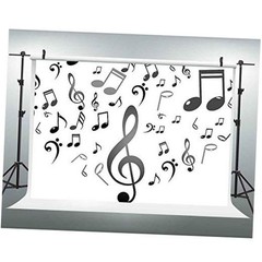 5(W) x3(H) FT Music Note Backdrop Musical Doodle Pattern Photography