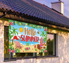 Summer Banner Summer Party Decoations 71X43 Inch Large Summer Beach Backdrop Ban
